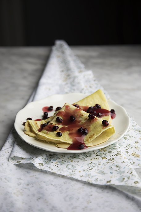 Crepes senza lattosio cocco e melagrana