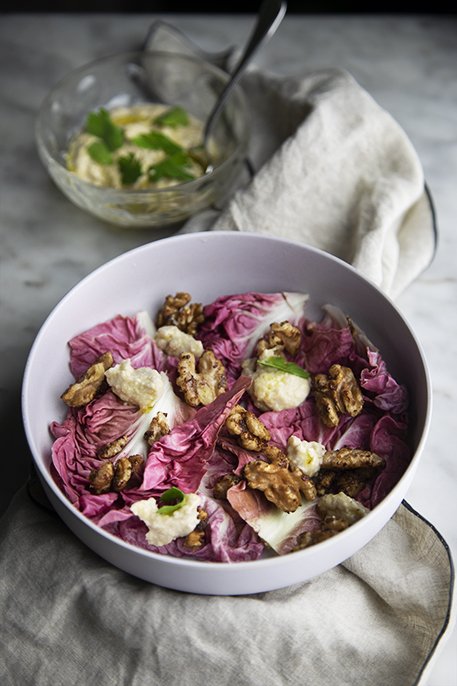 Insalata di radicchio e noci caramellate